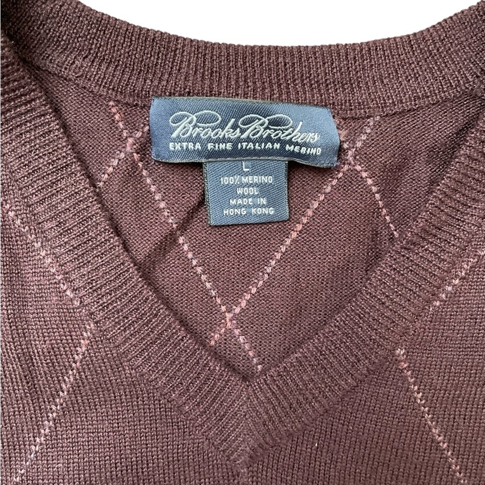 Brooks Brothers Extra Fine Italian Merino Wool Sweater Vest Men's Large Purple - Picture 2 of 3